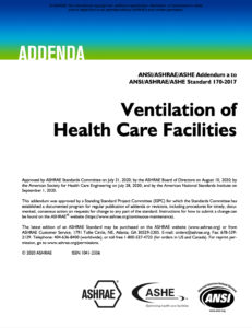 First page of Ventilation of Health Case Facilities Addendum